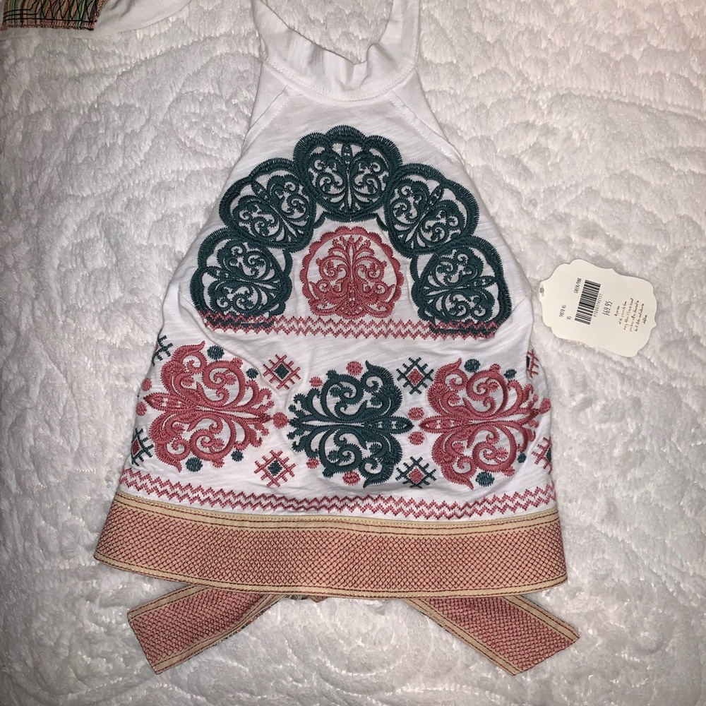 Embroidered Tie Back Halter